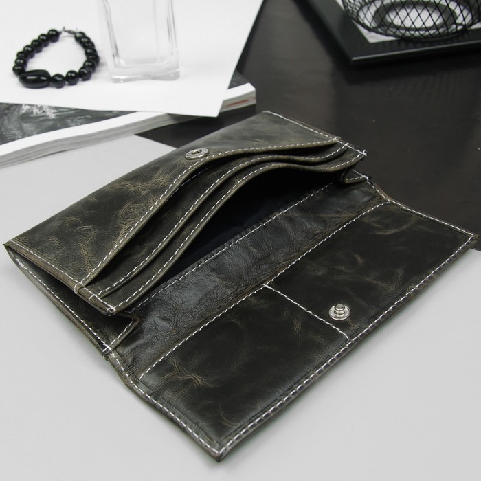 Кошелёк женский, 3 отдела, для карт, для монет, пулл-ап трюфель