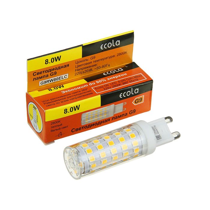 Лампа светодиодная Ecola, G9, LED Premium  8,0 Вт, 220 В, 2800 K, 360°, 65x19