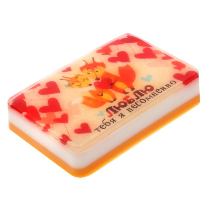 Мыло с картинкой на открытке "С Днём Всех Влюбленных!"