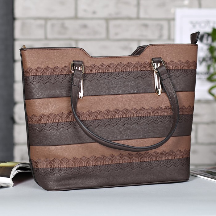 Сумка женская на молнии, 1 отдел с перегородкой, наружный карман, цвет коричневый