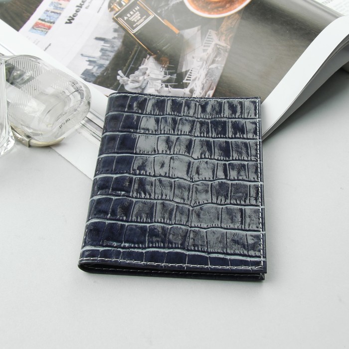 Обложка для автодокументов, крокодил, цвет бирюзовый