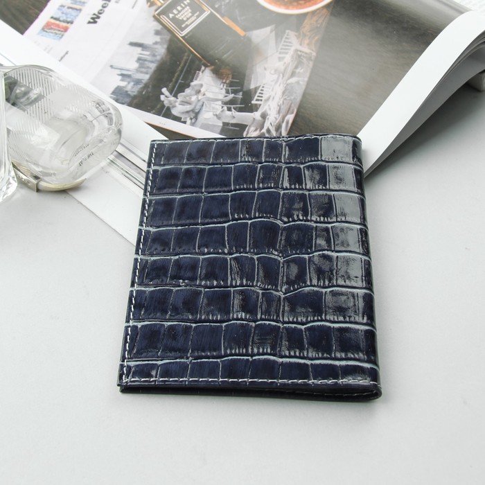 Обложка для автодокументов, крокодил, цвет бирюзовый