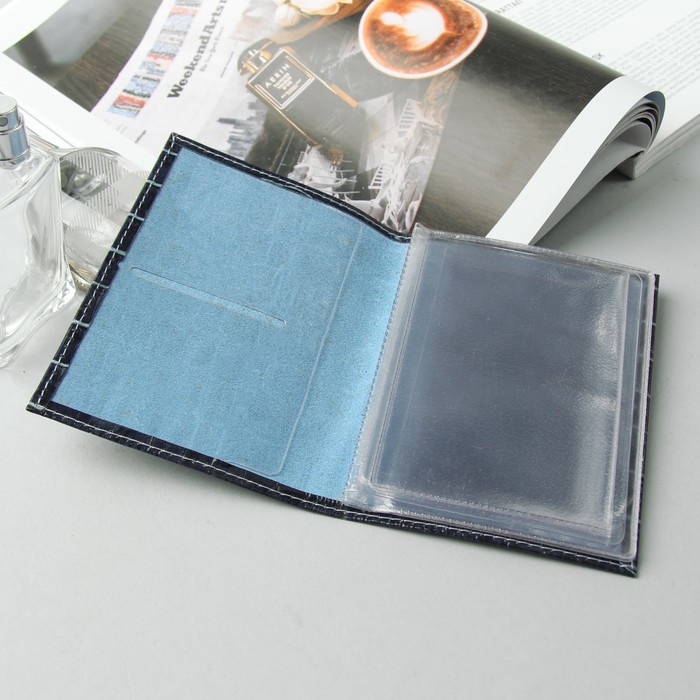 Обложка для автодокументов, крокодил, цвет бирюзовый