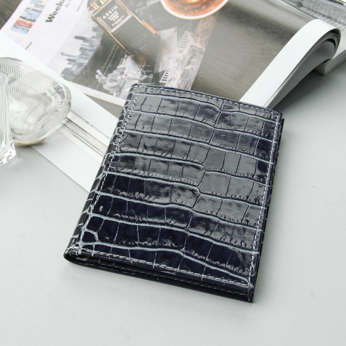 Обложка для автодокументов и паспорта, аллигатор, цвет бирюзовый