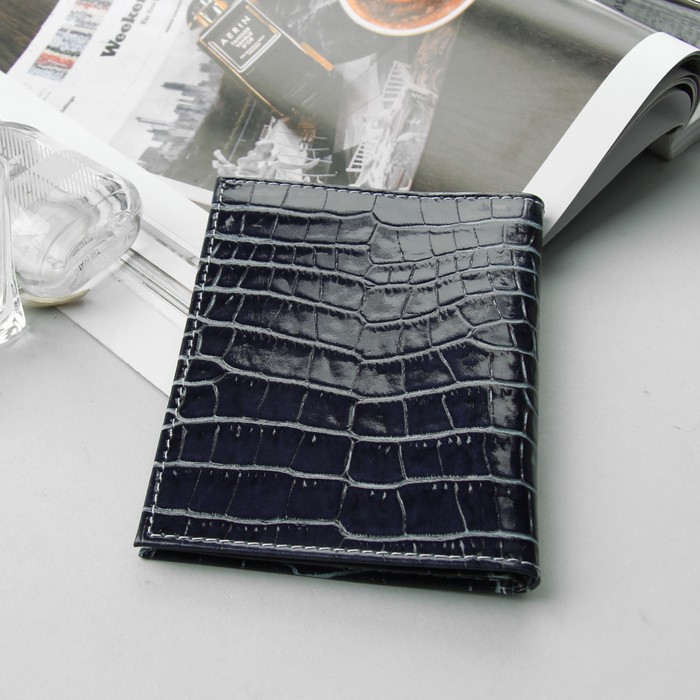Обложка для автодокументов и паспорта, аллигатор, цвет бирюзовый