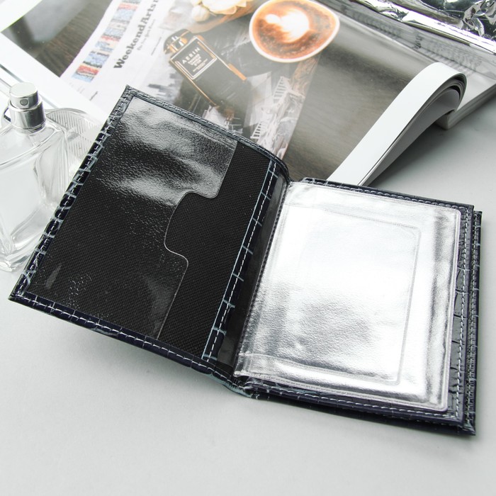 Обложка для автодокументов и паспорта, аллигатор, цвет бирюзовый