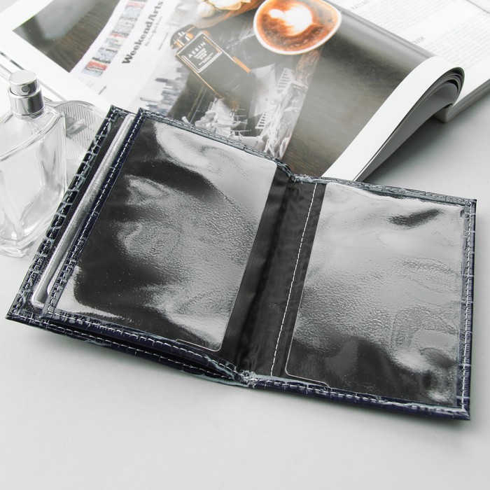 Обложка для автодокументов и паспорта, аллигатор, цвет бирюзовый