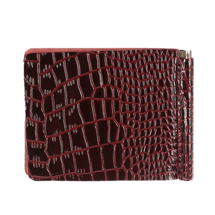 Зажим для купюр, крокодил, цвет бордовый