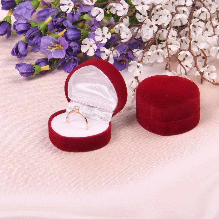 Футляр бархатный под кольцо Сердце малое 5x5x3, цвет бордовый цена и фото