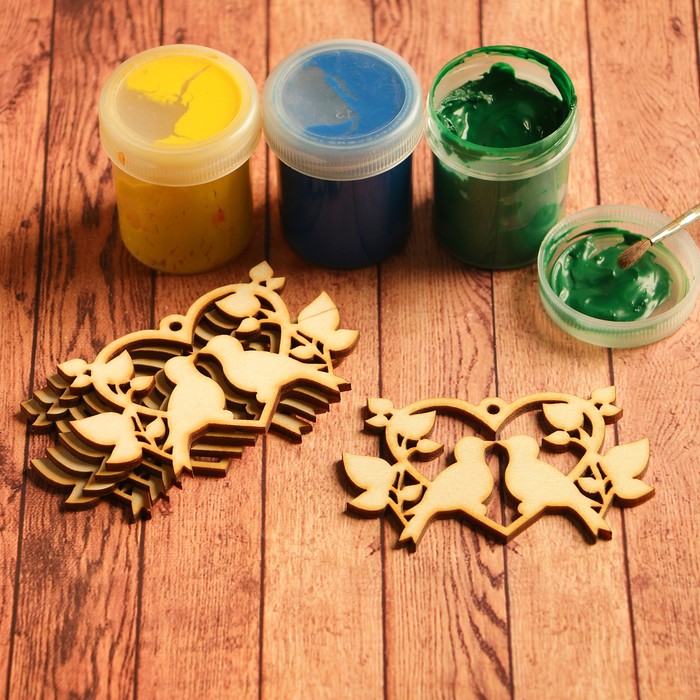 Набор заготовок для творчества «Голуби в сердце с листочками», 5 шт