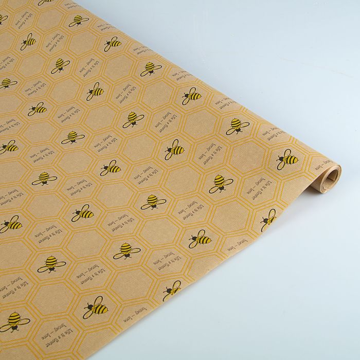 Бумага упаковочная крафт "Пчелы" 0.6 x 10 м
