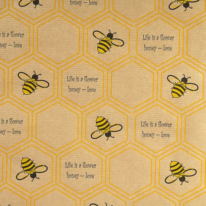 Бумага упаковочная крафт "Пчелы" 0.6 x 10 м