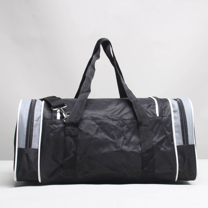 Сумка спорт 049 42*20*20 см, отд на молнии, 2 н/кармана, черный/серый/белый