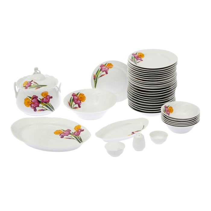 Сервиз столовый "Голубка. Ирисы", 37 предметов, 2 вида тарелок