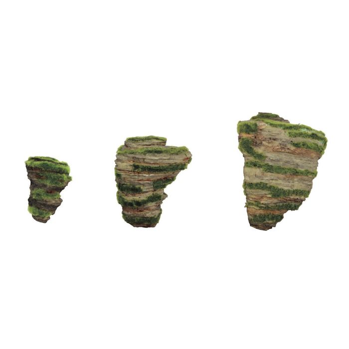 Набор декорации "Глыба со мхом" 3S для аквариума, на присоске, 3 части, 16,5 x 13 х 24 см