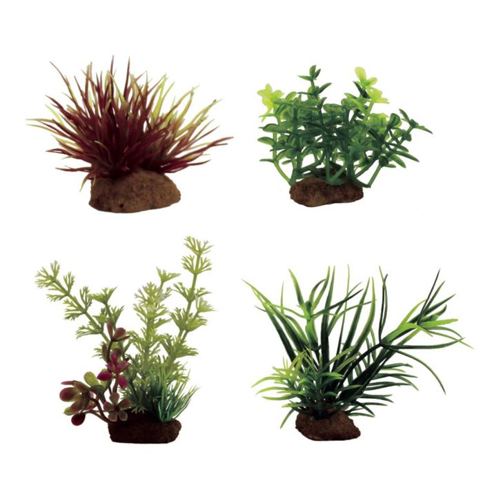 Набор искусственных растений "Лилеопсис красный, глоссостигма, амбулия, лагаросифон", 7-10 см, 4 шт 214850