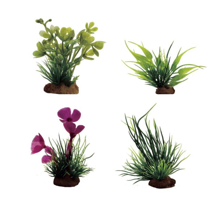 Набор искусств. растений "Марсилия, Бамбук, Марсилия розовая, Лилеопсис", 7-10 см, 4 шт