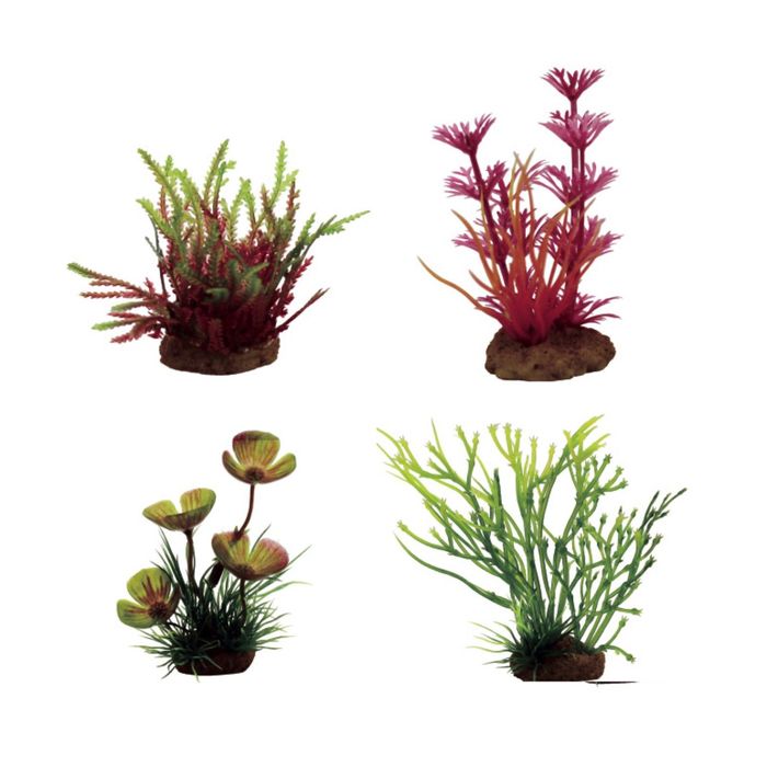 Набор искусств. растений "Мох, Кабомба красная, Марсилия, Блестянка", 7-10 см, 4 шт