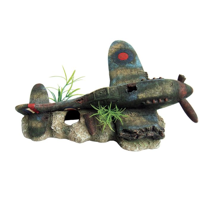 Декорация "Сбитый британский истребитель" для аквариума, 27,5 x 17 x 13 см