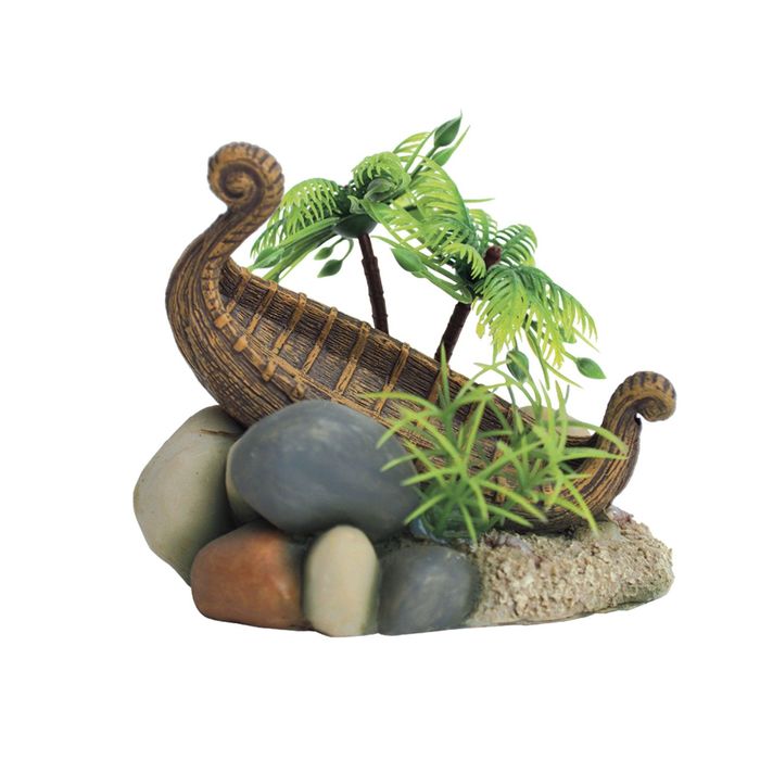 Декорация "Ладья на берегу" для аквариума, 11 x 9,5 x 9,5 см