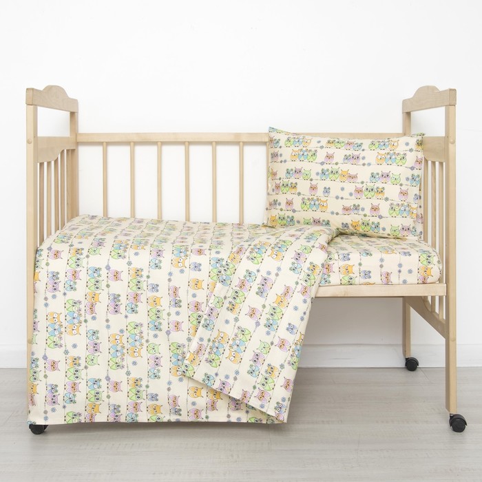 Детское постельное бельё "Совушки на ветках", цвет бежевый