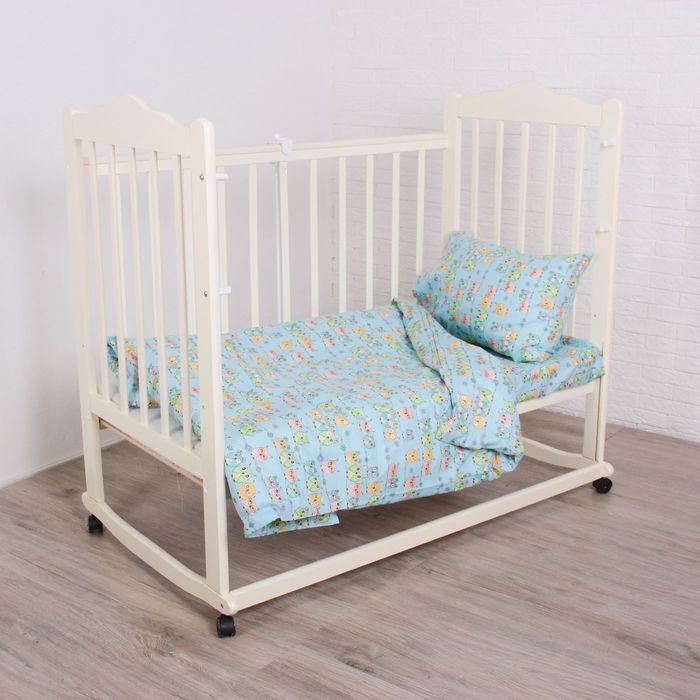 Детское постельное бельё "Совушки на ветках", цвет голубой