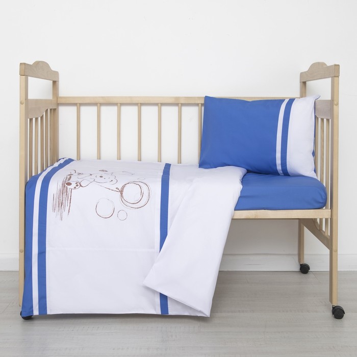 Детское постельное бельё "Шоколадный мишка", цвет голубой