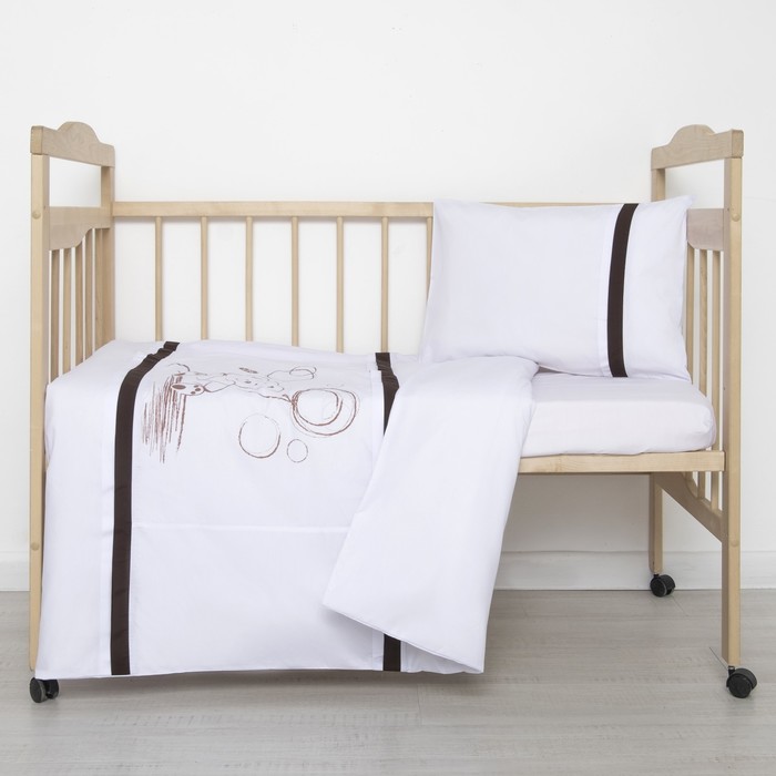 Детское постельное бельё "Шоколадный мишка", цвет белый