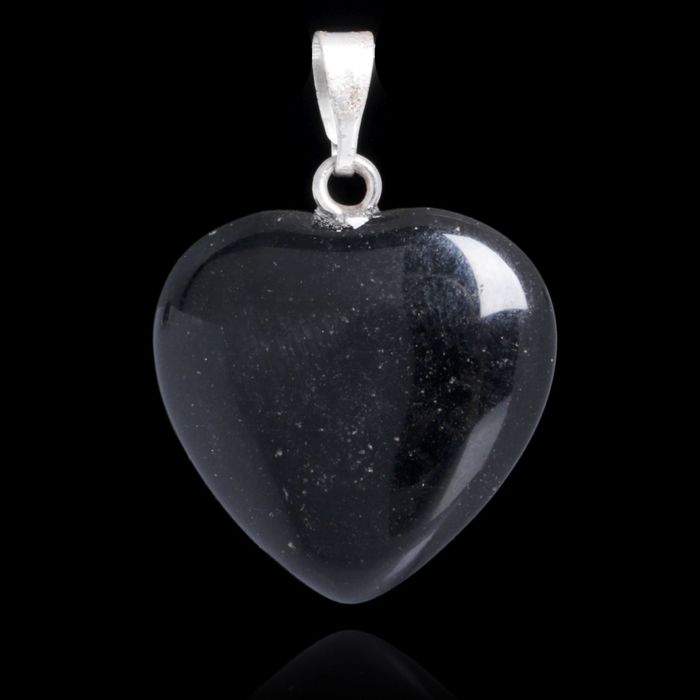 Подвеска сердце "Агат чёрный"