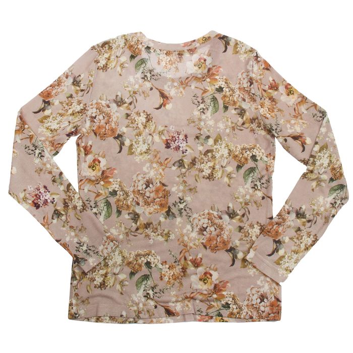 Джемпер женский 6-018-2, цвет бежевый, принт цветы, рост 164 см, р-р 46