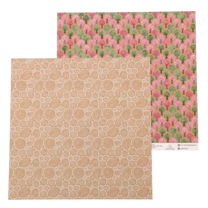 Бумага для скрапбукинга "Волшебные деревья" 30,5 х 30,5 см, 180 г/м