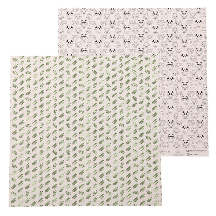 Бумага для скрапбукинга "Зверята", 30,5 х 30,5 см, 180 г/м