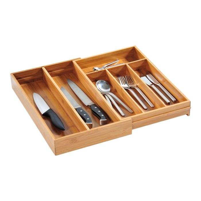Лоток для столовых приборов Kesper, дерево, раздвижная, 26-49 см