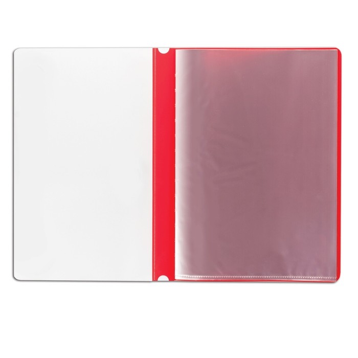 Папка с 10 прозрачными вкладышами с перфорацией А4, 160 мкм STAFF, мягкая, красная