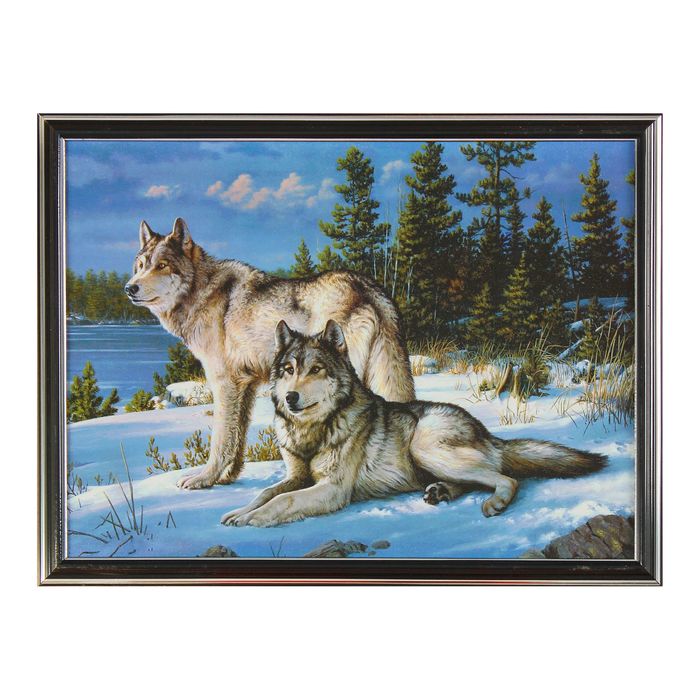 Картина "Волки" рама микс