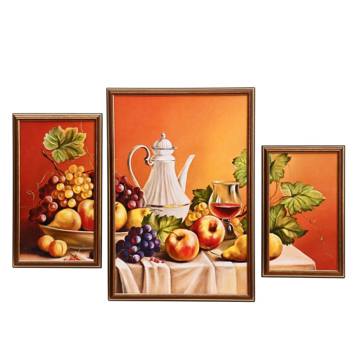 Модульная картина в раме "Фруктовый натюрморт", 19×35 — 1, 33×49 — 1, 17×29 — 1, 50×70 см