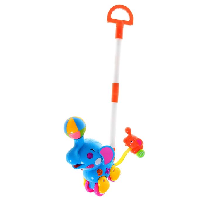 Каталка "Слоник-циркач", длина ручки 48,5 см, в пакете