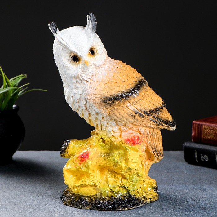 Копилка "Сова с букетом роз" 30см коричневая