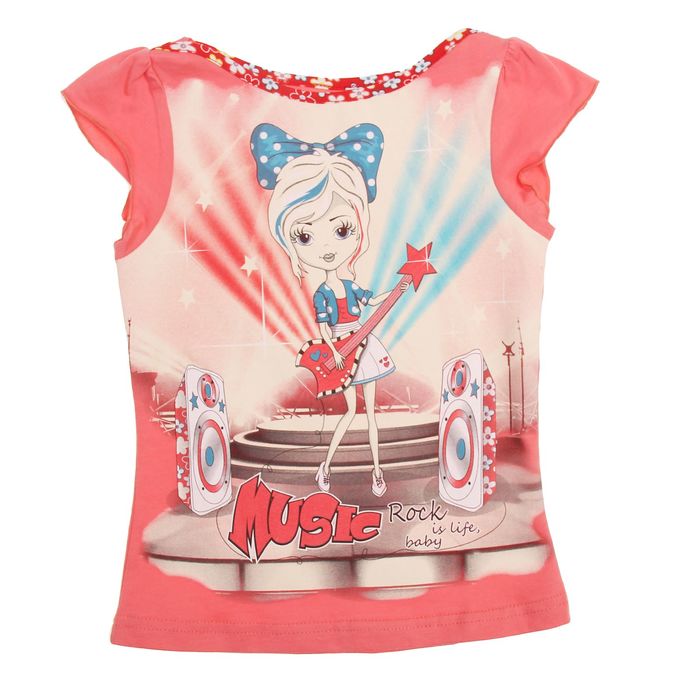 Футболка для девочки, рост 122 см, цвет коралловый Л047