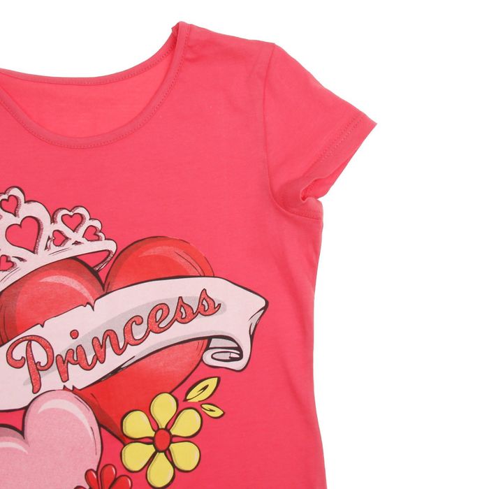 Футболка для девочки, рост 98 см, цвет коралловый, принт МИКС Л522