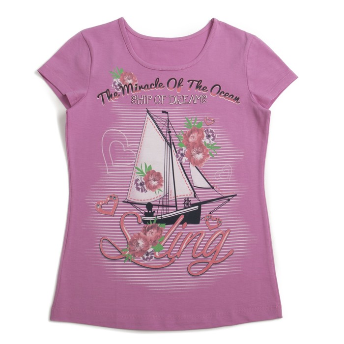 Футболка для девочки, рост 122 см, цвет розовый МИКС, арт. Л522