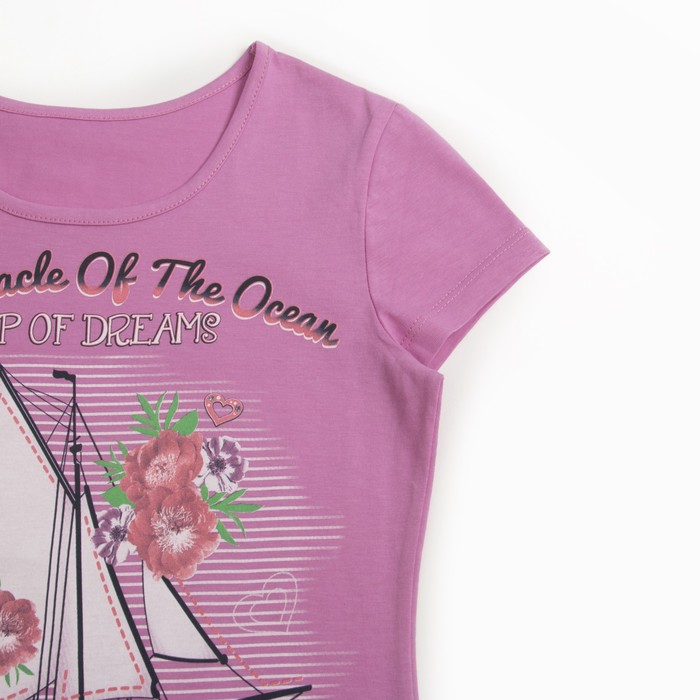 Футболка для девочки, рост 122 см, цвет розовый МИКС, арт. Л522