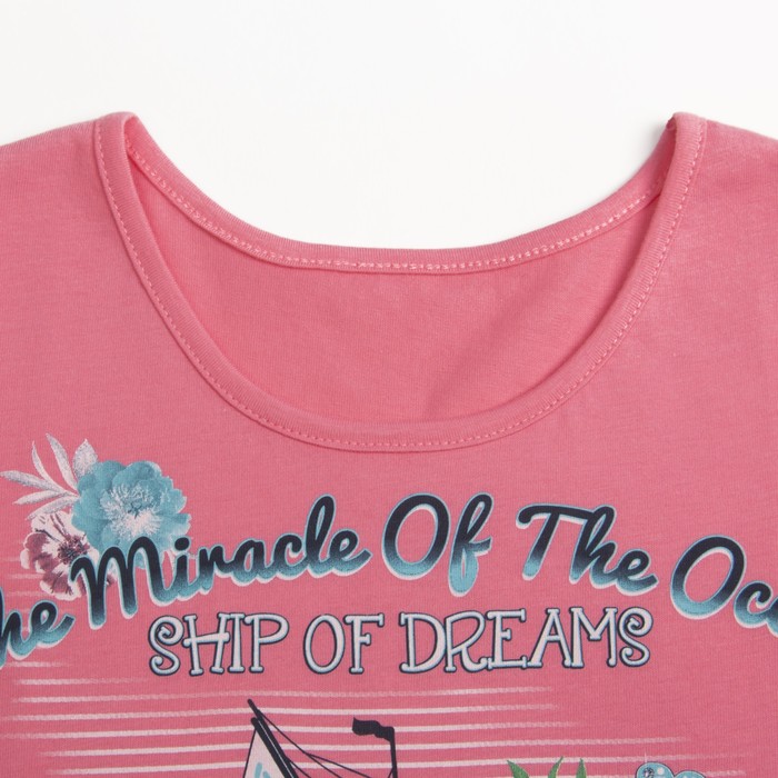 Футболка для девочки, рост 128 см, цвет коралловый, принт МИКС Л522