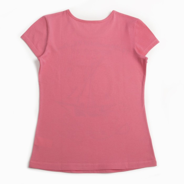 Футболка для девочки, рост 128 см, цвет коралловый, принт МИКС Л522