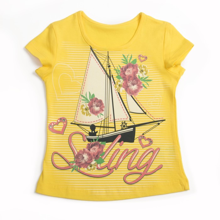 Футболка для девочки, рост 128 см, цвет лимонный Л522