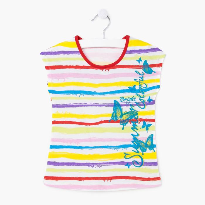 Футболка для девочки, рост 98 см, принт полоска Л611