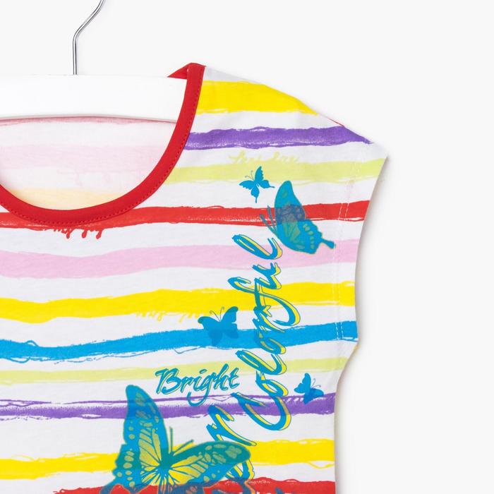 Футболка для девочки, рост 98 см, принт полоска Л611