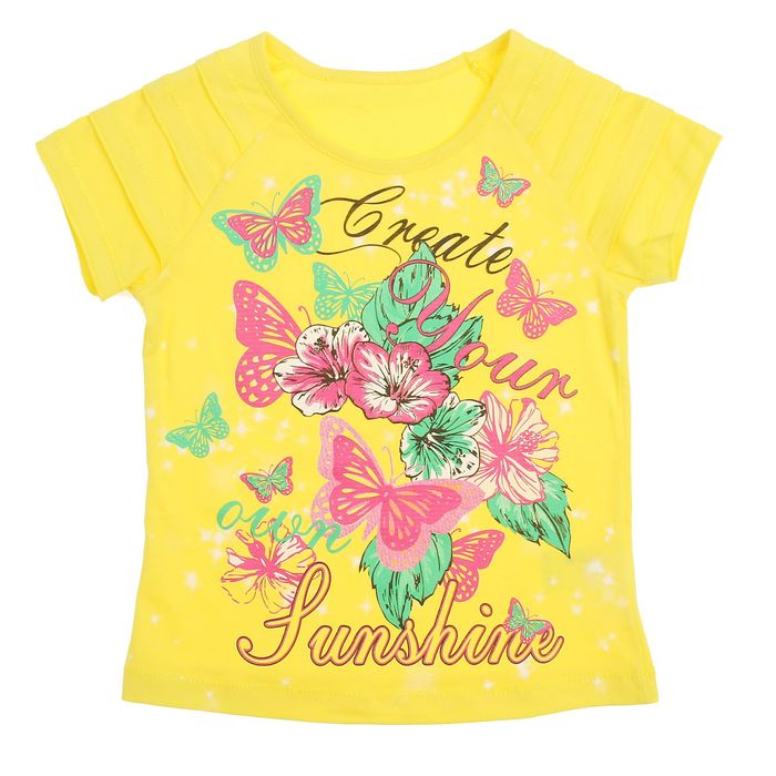 Футболка для девочки, рост 110 см, цвет лимонный Л614