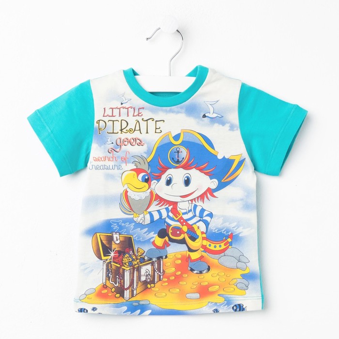 Футболка для мальчика, рост 80 см, цвет бирюзовый/экрю Н012_М