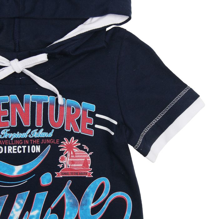 Футболка для мальчика, рост 98 см, цвет тёмно-синий/белый Н657